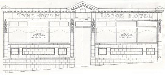 Line drawing of pub